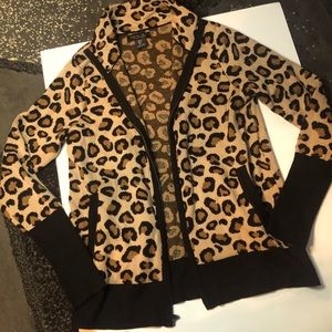 S Rachel Zoe Leopard Print Zip Cardigan